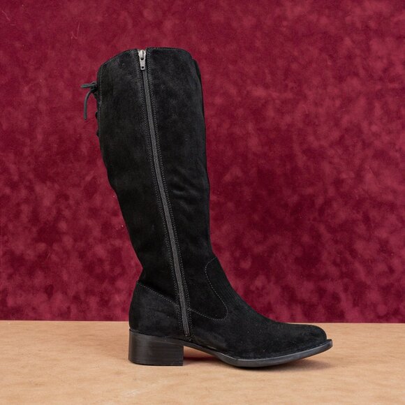 Born Women North Back Laced Wide Calf Black Suede Riding Tall Boots Size 8.5 - Picture 8 of 8